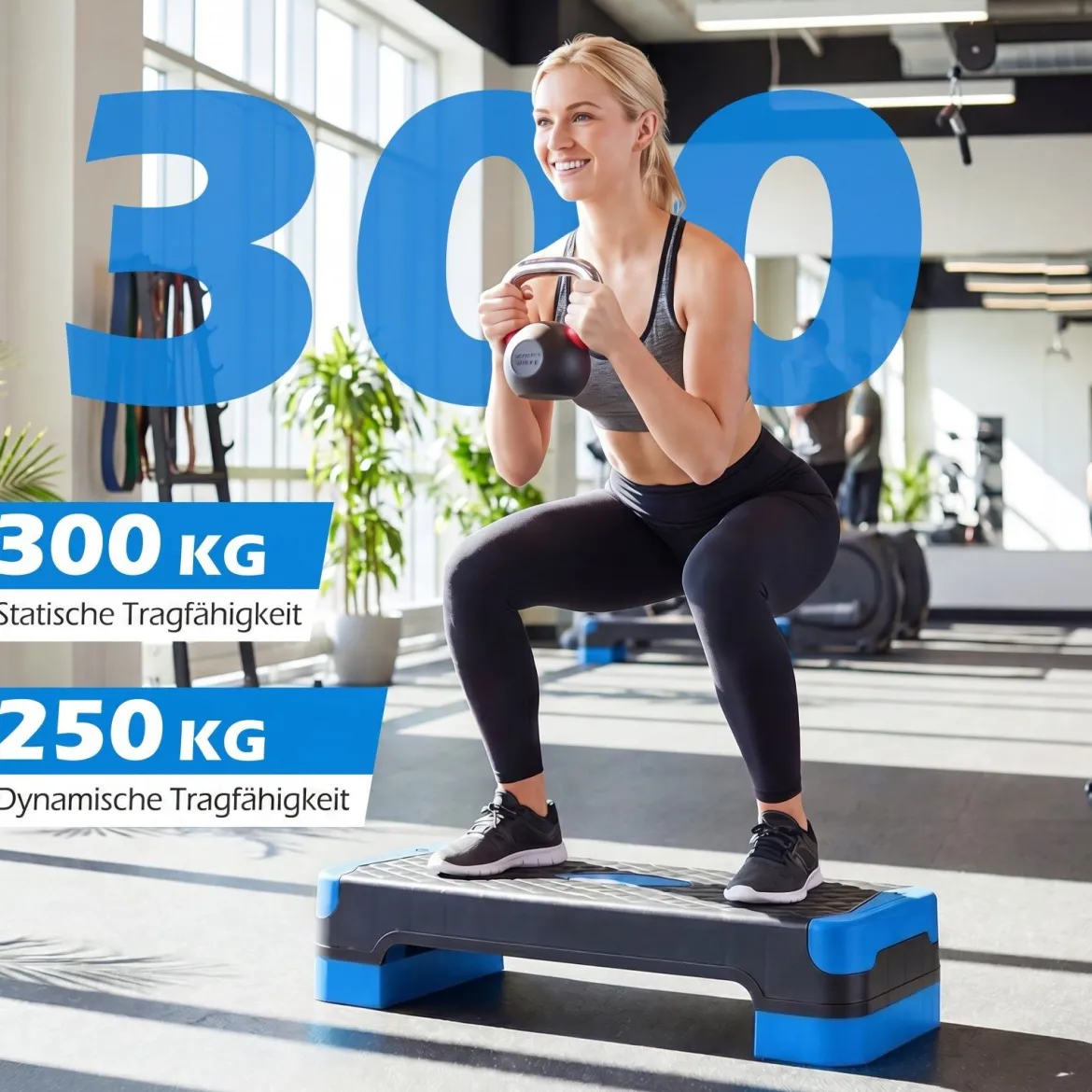 3-in-1 Aerobic Stepper Höhenverstellbar Fitness Stepper mit 2 Stapelbaren Erhöhungen & Balance-Trainern