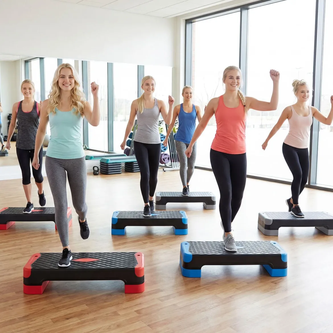3-in-1 Aerobic Stepper Höhenverstellbar Fitness Stepper mit 2 Stapelbaren Erhöhungen & Balance-Trainern