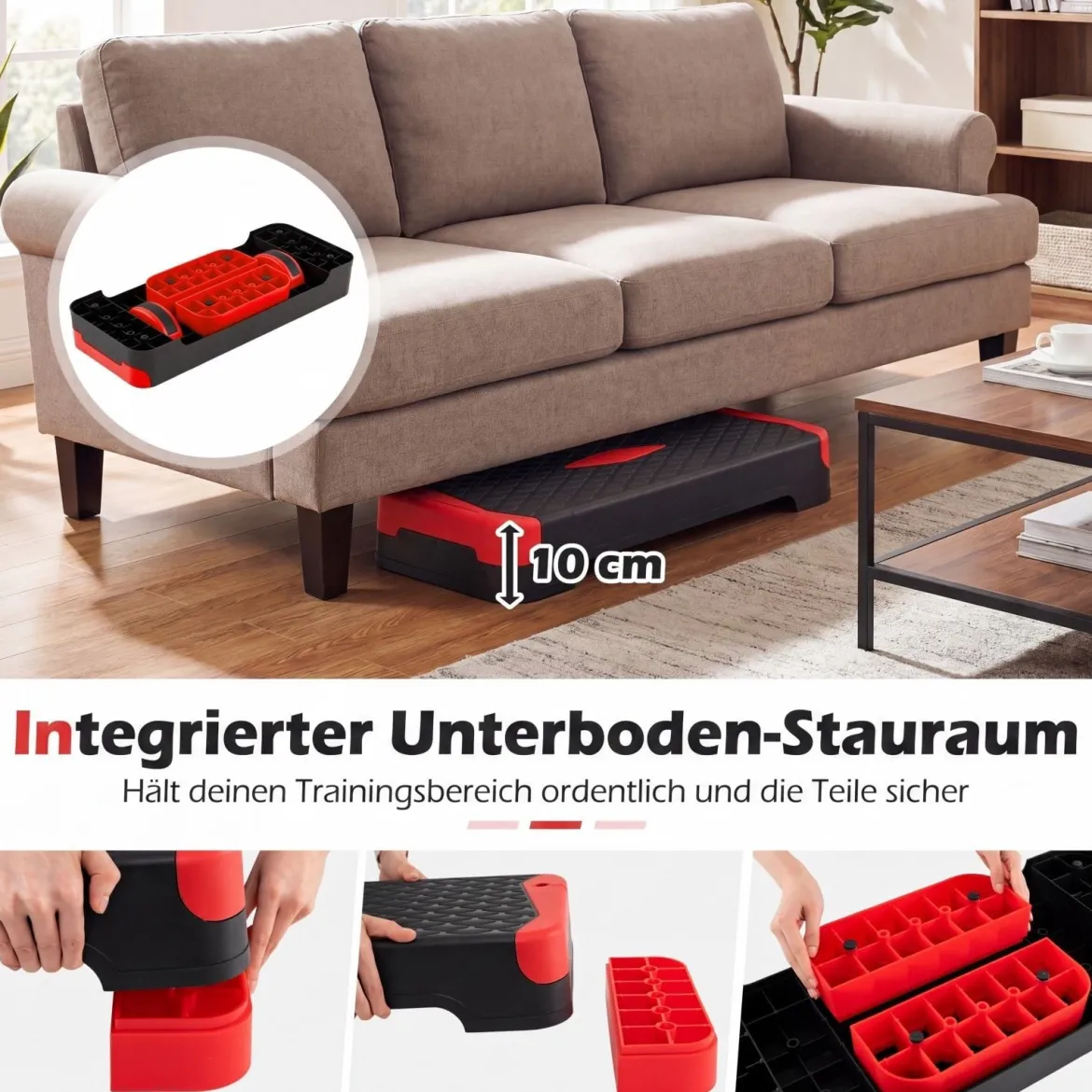 3-in-1 Aerobic Stepper Höhenverstellbar Fitness Stepper mit 2 Stapelbaren Erhöhungen & Balance-Trainern