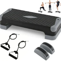 3-in-1 Aerobic Stepper Höhenverstellbar Fitness Stepper mit 2 Stapelbaren Erhöhungen & Balance-Trainern