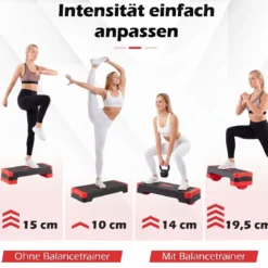 3-in-1 Aerobic Stepper Höhenverstellbar Fitness Stepper mit 2 Stapelbaren Erhöhungen & Balance-Trainern