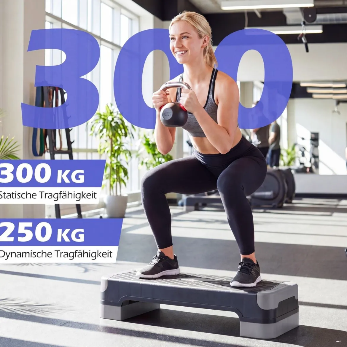 3-in-1 Aerobic Stepper Höhenverstellbar Fitness Stepper mit 2 Stapelbaren Erhöhungen & Balance-Trainern