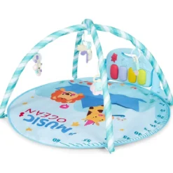 4 in 1 Aktivitätsmatte Baby-Spielmatte Musikalisches Klavier mit Lichtern 86 x 86 x 47 cm Blau