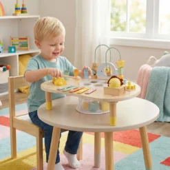 7 in 1 Aktivitätstisch für Kleinkinder Montessori Sinnes-Spielzeug ab 12 Monaten Holz Musikspiel Tisch