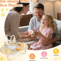 7 in 1 Aktivitätstisch für Kleinkinder Montessori Sinnes-Spielzeug ab 12 Monaten Holz Musikspiel Tisch