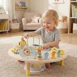7 in 1 Aktivitätstisch für Kleinkinder Montessori Sinnes-Spielzeug ab 12 Monaten Holz Musikspiel Tisch