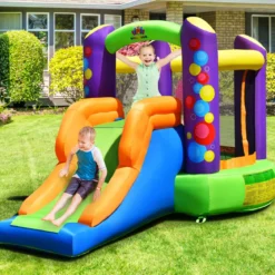 3 in 1 Aufblasbare Hüpfburg mit Gebläse Outdoor Bouncer Spielburg 350 x 212 x 195 cm Bunt
