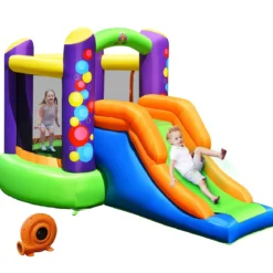 3 in 1 Aufblasbare Hüpfburg mit Gebläse Outdoor Bouncer Spielburg 350 x 212 x 195 cm Bunt