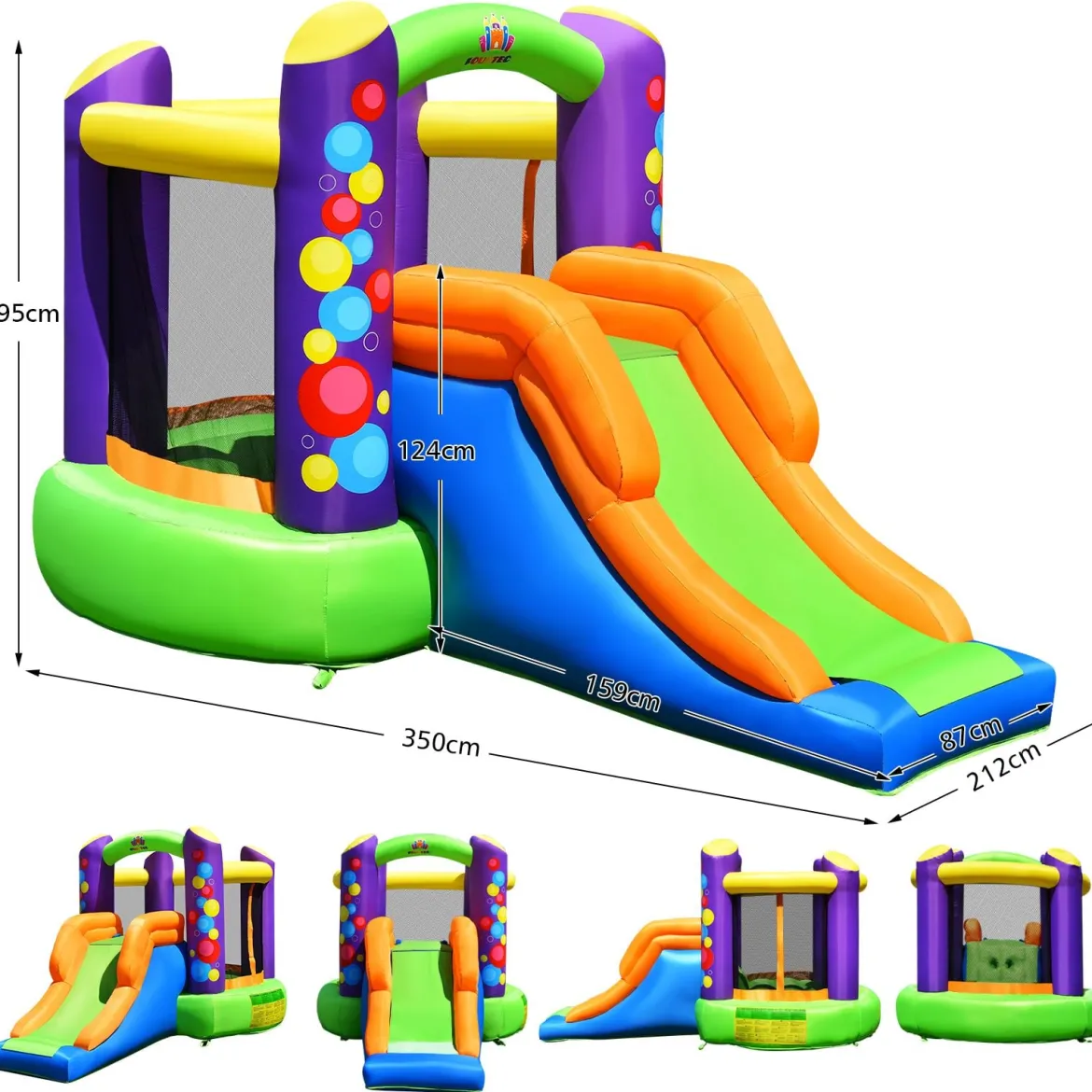 3 in 1 Aufblasbare Hüpfburg mit Gebläse Outdoor Bouncer Spielburg 350 x 212 x 195 cm Bunt