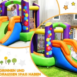 3 in 1 Aufblasbare Hüpfburg mit Gebläse Outdoor Bouncer Spielburg 350 x 212 x 195 cm Bunt