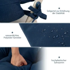 2 in 1 Auflagen für Stuhl Bodenstuhl Sitzauflagen Polster mit Hoher Verstellbarer Rückenlehne