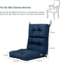 2 in 1 Auflagen für Stuhl Bodenstuhl Sitzauflagen Polster mit Hoher Verstellbarer Rückenlehne