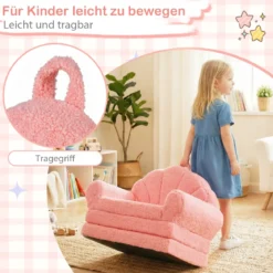 2 in 1 ausklappbares Kindersofa Kindersessel mit Schlaffunktion Kindercouch Rosa