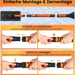 2 in 1 Auto Zweiseitiger Eiskratzer & 180° Drehbarer Kopf & 3 Stufig Verstellbarer Stange