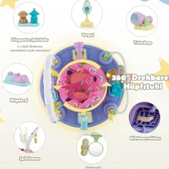 3-in-1 Baby Aktivitätszentrum mit Aktivitätstisch & Spielmatte ideal für 0-24 Monate Rosa