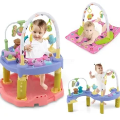 3-in-1 Baby Aktivitätszentrum mit Aktivitätstisch & Spielmatte ideal für 0-24 Monate Rosa