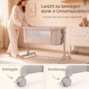3 in 1 Baby Beistellbett Babybett mit 6-stufiger Höhenverstellung & 4 Räder bis zu 9 kg Belastbar Beige