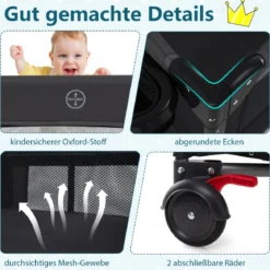 5 in 1 Baby Beistellbett Reisebett mit Matratze & Wickelauflage & Mosktionetz & Spielbogen