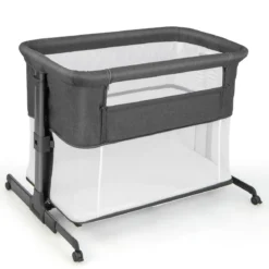 3 in 1 Babybett Klappbare Babywiege mit Matratze Grau