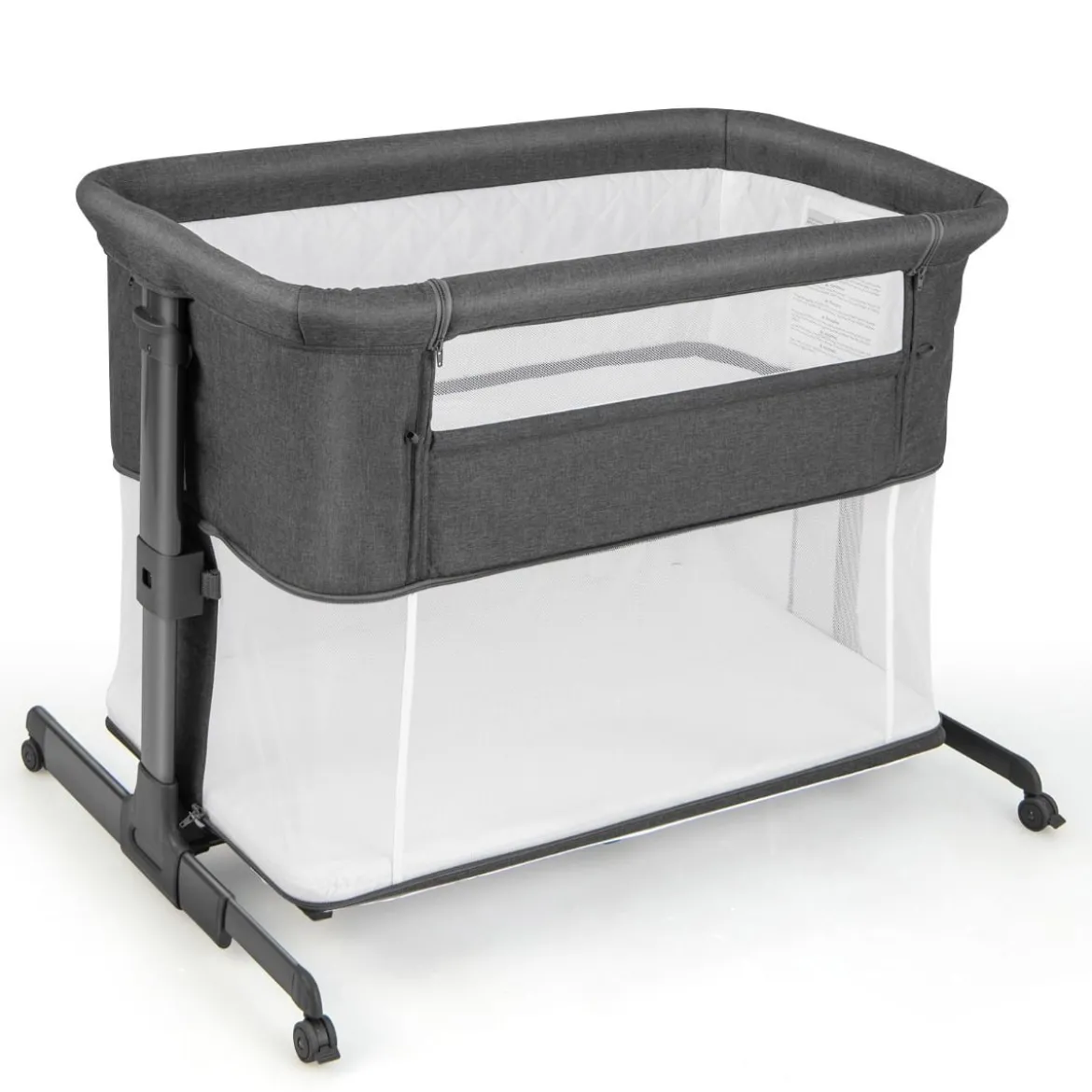 3 in 1 Babybett Klappbare Babywiege mit Matratze Grau