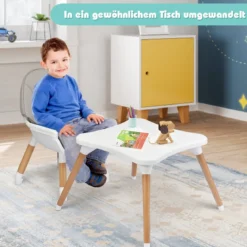4-in-1 Babyhochstuhl Hochstuhl Essstuhl Kinderstuhl Kindersitzgruppe Kinderhochstuhl hoehenverstellbar Babystuhl Grau