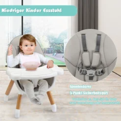 4-in-1 Babyhochstuhl Hochstuhl Essstuhl Kinderstuhl Kindersitzgruppe Kinderhochstuhl hoehenverstellbar Babystuhl Grau