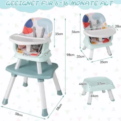 6-in-1 Babyhochstuhl Hochstuhl & Essstuhl & Lerntisch Babystuhl Kombihochstuhl