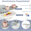 6 in 1 Babyhochstuhl mit Verstellbaren Beinen & Abnehmbarem Doppeltablett & Sicherheitsgurt Grau