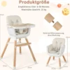 6 in 1 Babyhochstuhl mit Verstellbaren Beinen & Abnehmbarem Doppeltablett & Sicherheitsgurt Beige