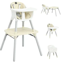 4 in 1 Baby-Hochstuhl Umwandelbarer Babystuhl 59 x 62 x 93 cm Beige