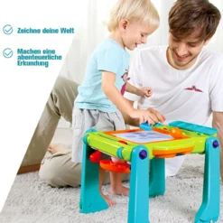 3 in 1 Baby-Lauflernhilfe Spielbrett Zeichentisch mit Musik & Lichter 35 x 37 x 41,8 cm Bunt