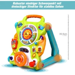 3 in 1 Baby-Lauflernhilfe Spielbrett Zeichentisch mit Musik & Lichter 35 x 37 x 41,8 cm Bunt
