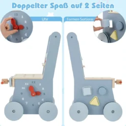 2 in 1 Baby Lauflernhilfe Werkzeugspielzeug mit Multi-Aktivitätszentrum & Unterem Stauraum