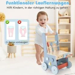2 in 1 Baby Lauflernhilfe Werkzeugspielzeug mit Multi-Aktivitätszentrum & Unterem Stauraum