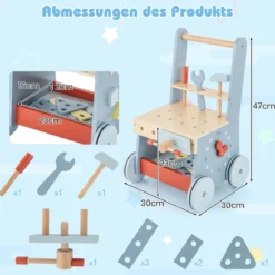 2 in 1 Baby Lauflernhilfe Werkzeugspielzeug mit Multi-Aktivitätszentrum & Unterem Stauraum