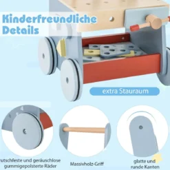 2 in 1 Baby Lauflernhilfe Werkzeugspielzeug mit Multi-Aktivitätszentrum & Unterem Stauraum