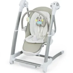 3 in 1 Babyschaukel Klappbarer Hochstuhl mit 8 Höhenstufen Grau