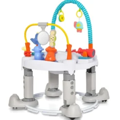 4 in 1 Baby Spielzentrum & Spielmatte & Lauflernhilfe & Aktivitätstisch mit 3 Verstellbaren Höhen Grau