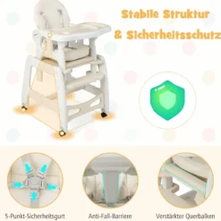 3 in 1 Babystuhl Hochstuhl & Essstuhl & Kindersitzgruppe wandelbarer Babyhochstuhl
