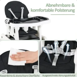 3 in 1 Babystuhl Hochstuhl & Essstuhl & Kindersitzgruppe wandelbarer Babyhochstuhl