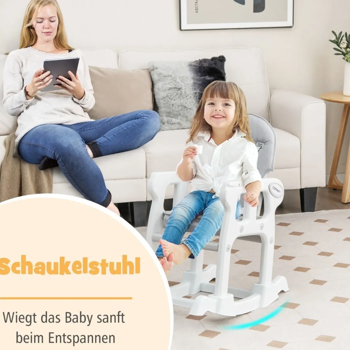 3 in 1 Babystuhl Hochstuhl & Essstuhl & Kindersitzgruppe wandelbarer Babyhochstuhl