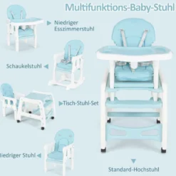 3 in 1 Babystuhl Hochstuhl & Essstuhl & Kindersitzgruppe wandelbarer Babyhochstuhl