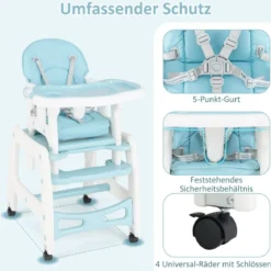 3 in 1 Babystuhl Hochstuhl & Essstuhl & Kindersitzgruppe wandelbarer Babyhochstuhl