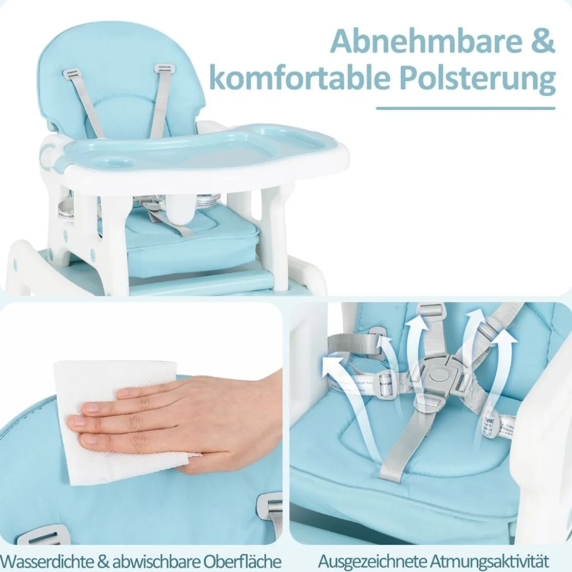 3 in 1 Babystuhl Hochstuhl & Essstuhl & Kindersitzgruppe wandelbarer Babyhochstuhl