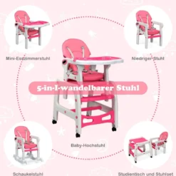 3 in 1 Babystuhl Hochstuhl & Essstuhl & Kindersitzgruppe wandelbarer Babyhochstuhl