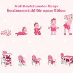 3 in 1 Babystuhl Hochstuhl & Essstuhl & Kindersitzgruppe wandelbarer Babyhochstuhl