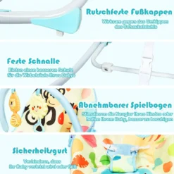3 in 1 Babywippe Babyschaukel Babyliegestuhl Tragbare Schaukel Komfortabler Baby Schaukelstuhl Blau