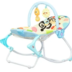 3 in 1 Babywippe Babyschaukel Babyliegestuhl Tragbare Schaukel Komfortabler Baby Schaukelstuhl Blau
