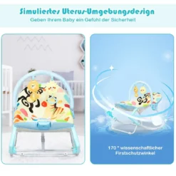 3 in 1 Babywippe Babyschaukel Babyliegestuhl Tragbare Schaukel Komfortabler Baby Schaukelstuhl Blau