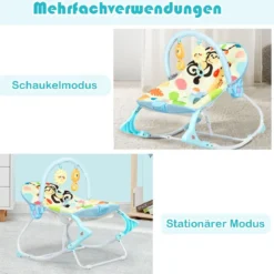 3 in 1 Babywippe Babyschaukel Babyliegestuhl Tragbare Schaukel Komfortabler Baby Schaukelstuhl Blau